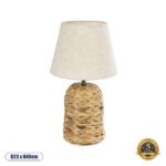 GLOBOSTAR® HOLOKAI 01960 Boho Επιτραπέζιο Φωτιστικό Πορτατίφ με Ντουί 1 x E27 AC 220-240V IP20 - Μπεζ & Λευκό - Μ23 x Π23 x Υ40cm