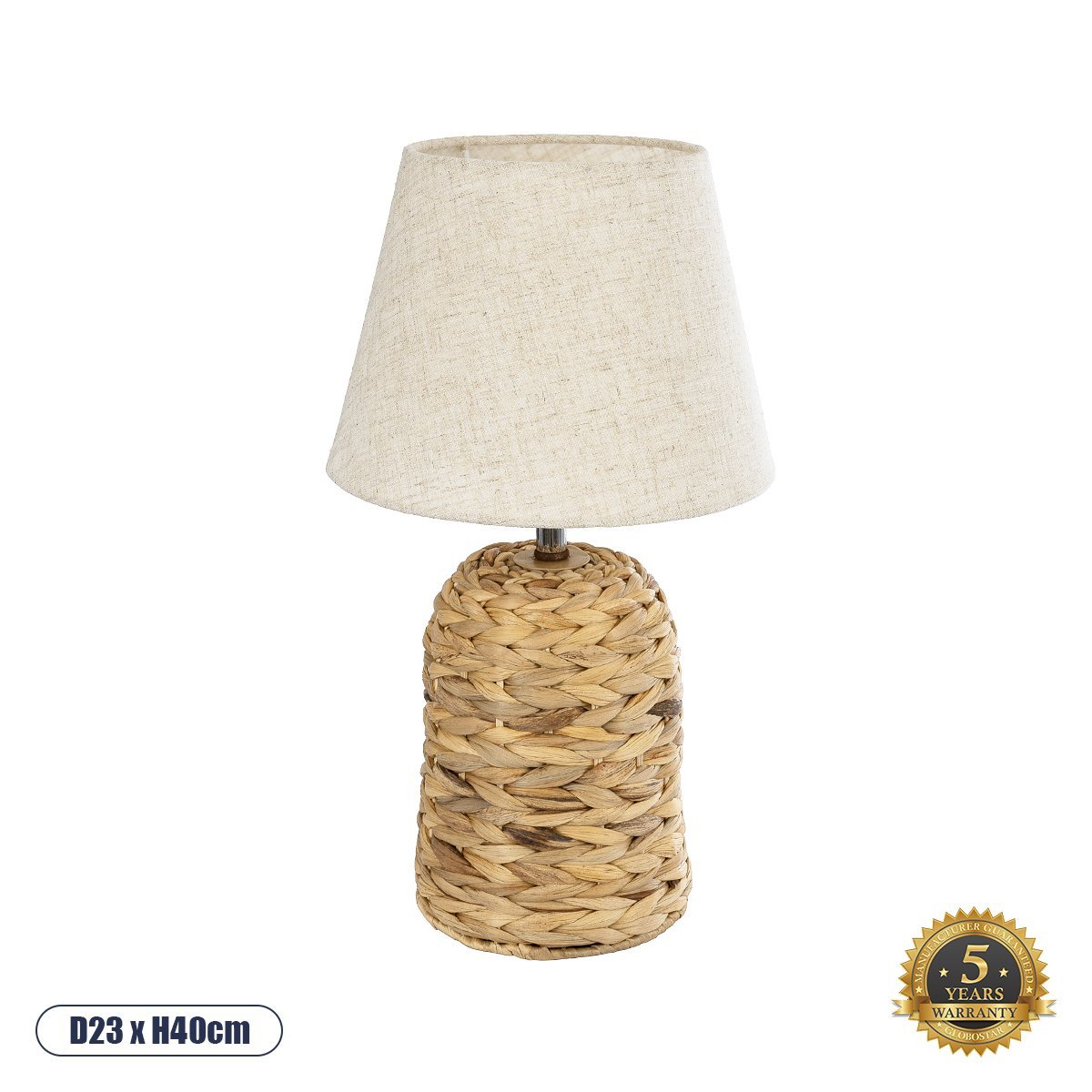 01960_00 GLOBOSTAR® HOLOKAI 01960 Boho Επιτραπέζιο Φωτιστικό Πορτατίφ με Ντουί 1 x E27 AC 220-240V IP20 - Μπεζ & Λευκό - Μ23 x Π23 x Υ40cm - Image 1