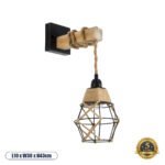 GLOBOSTAR® BELLARIVA 01961 Boho Φωτιστικό Τοίχου - Απλίκα με Ντουί 1 x E27 AC 220-240V IP20 - Μπεζ & Μαύρο - Μ10 x Π30 x Υ43cm