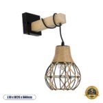 GLOBOSTAR® BELLARIVA 01962 Boho Φωτιστικό Τοίχου - Απλίκα με Ντουί 1 x E27 AC 220-240V IP20 - Μπεζ & Μαύρο - Μ10 x Π26 x Υ40cm