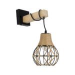 GLOBOSTAR® BELLARIVA 01962 Boho Φωτιστικό Τοίχου - Απλίκα με Ντουί 1 x E27 AC 220-240V IP20 - Μπεζ & Μαύρο - Μ10 x Π26 x Υ40cm - Image 2