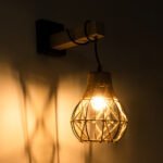 GLOBOSTAR® BELLARIVA 01962 Boho Φωτιστικό Τοίχου - Απλίκα με Ντουί 1 x E27 AC 220-240V IP20 - Μπεζ & Μαύρο - Μ10 x Π26 x Υ40cm - Image 3