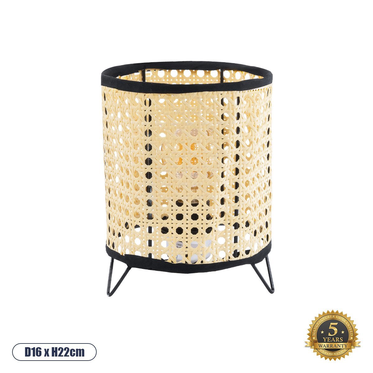 01996_0 GLOBOSTAR® MONTE 01996 Μοντέρνο Επιτραπέζιο Φωτιστικό Πορτατίφ με Ντουί 1 x E27 AC 220-240V IP20 - Μαύρο & Μπεζ - Μ16 x Π16 x Υ22cm - Image 1