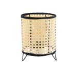 GLOBOSTAR® MONTE 01996 Μοντέρνο Επιτραπέζιο Φωτιστικό Πορτατίφ με Ντουί 1 x E27 AC 220-240V IP20 - Μαύρο & Μπεζ - Μ16 x Π16 x Υ22cm - Image 2