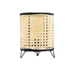 GLOBOSTAR® MONTE 01996 Μοντέρνο Επιτραπέζιο Φωτιστικό Πορτατίφ με Ντουί 1 x E27 AC 220-240V IP20 - Μαύρο & Μπεζ - Μ16 x Π16 x Υ22cm - Image 3