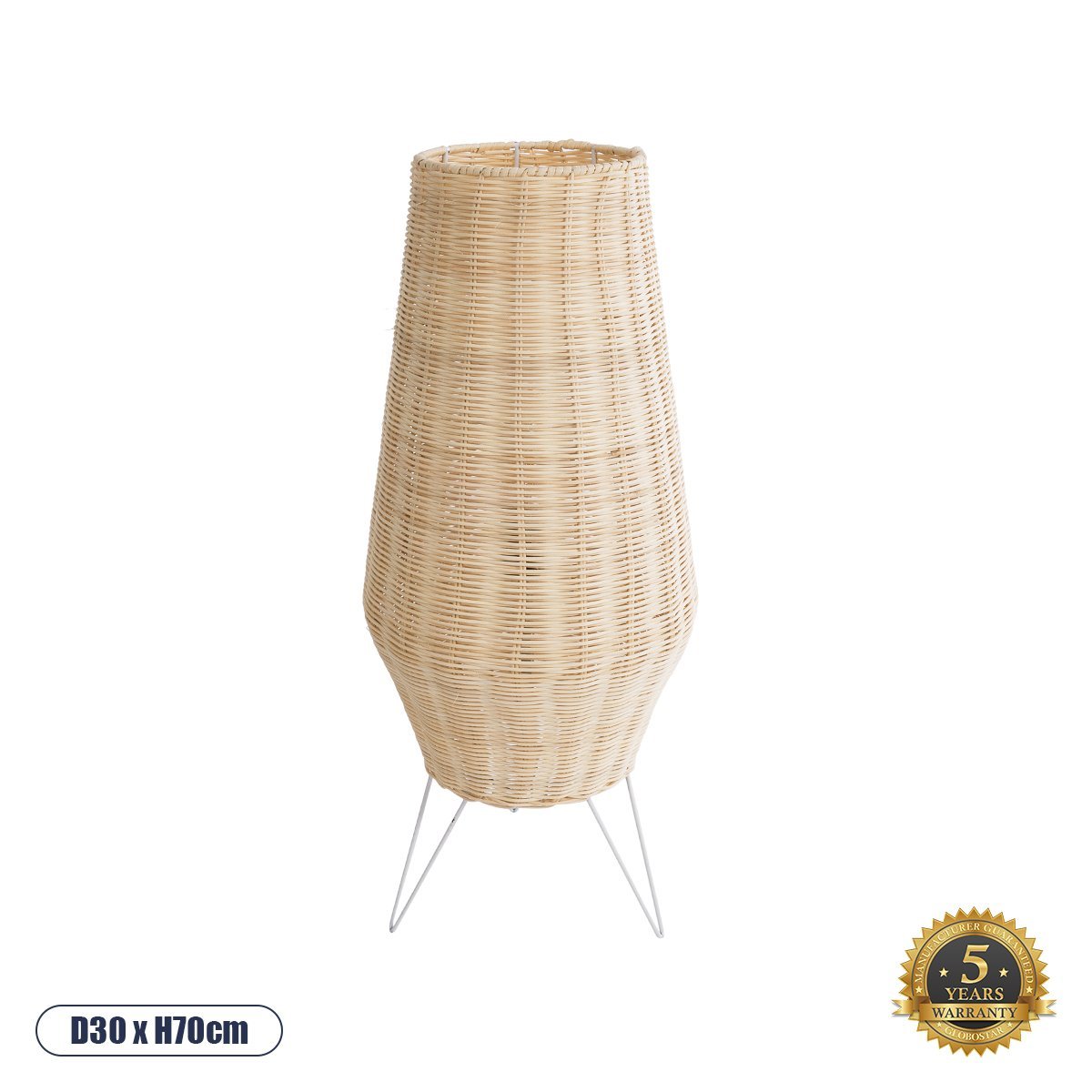 02012_0 GLOBOSTAR® BOLSON 02012 Boho Επιδαπέδιο Φωτιστικό με Ντουί 1 x E27 AC 220-240V IP20 - Μπεζ & Λευκό - Μ30 x Π30 x Υ70cm - Image 1