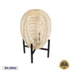 GLOBOSTAR® NERINA 02014 Boho Επιτραπέζιο Φωτιστικό Πορτατίφ με Ντουί 1 x E27 AC 220-240V IP20 - Μπεζ & Μαύρο - Μ30 x Π30 x Υ50cm