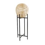 GLOBOSTAR® NERINA 02015 Boho Επιδαπέδιο Φωτιστικό με Ντουί 1 x E27 AC 220-240V IP20 - Μαύρο & Μπεζ - Μ40 x Π40 x Υ115cm - Image 3