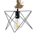 GLOBOSTAR® KAZEMI 02018 Μοντέρνο Κρεμαστό Φωτιστικό Οροφής με Ντουί 1 x E27 AC 220-240V IP20 - Μαύρο & Μπεζ - Μ18 x Π18 x Υ17cm - Image 5