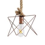 GLOBOSTAR® KAZEMI 02019 Μοντέρνο Κρεμαστό Φωτιστικό Οροφής με Ντουί 1 x E27 AC 220-240V IP20 - Χάλκινο & Μπεζ - Μ18 x Π18 x Υ17cm - Image 2