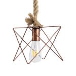 GLOBOSTAR® KAZEMI 02019 Μοντέρνο Κρεμαστό Φωτιστικό Οροφής με Ντουί 1 x E27 AC 220-240V IP20 - Χάλκινο & Μπεζ - Μ18 x Π18 x Υ17cm - Image 5