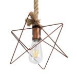 GLOBOSTAR® KAZEMI 02019 Μοντέρνο Κρεμαστό Φωτιστικό Οροφής με Ντουί 1 x E27 AC 220-240V IP20 - Χάλκινο & Μπεζ - Μ18 x Π18 x Υ17cm - Image 6