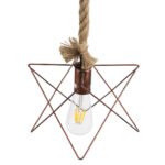 GLOBOSTAR® KAZEMI 02019 Μοντέρνο Κρεμαστό Φωτιστικό Οροφής με Ντουί 1 x E27 AC 220-240V IP20 - Χάλκινο & Μπεζ - Μ18 x Π18 x Υ17cm - Image 7