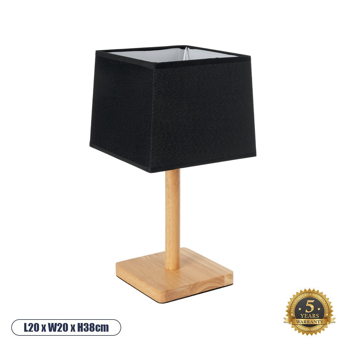 02039_0 GLOBOSTAR® KOLIPE 02039 Μοντέρνο Επιτραπέζιο Φωτιστικό Πορτατίφ με Ντουί 1 x E27 AC 220-240V IP20 - Μπεζ & Μαύρο - Μ20 x Π20 x Υ38cm - Image 1