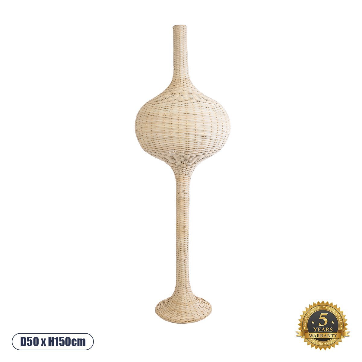 02051_0 GLOBOSTAR® ALADDIN 02051 Boho Επιδαπέδιο Φωτιστικό με Ντουί 1 x E27 AC 220-240V IP20 - Μπεζ - Μ40 x Π40 x Υ150cm - Image 1