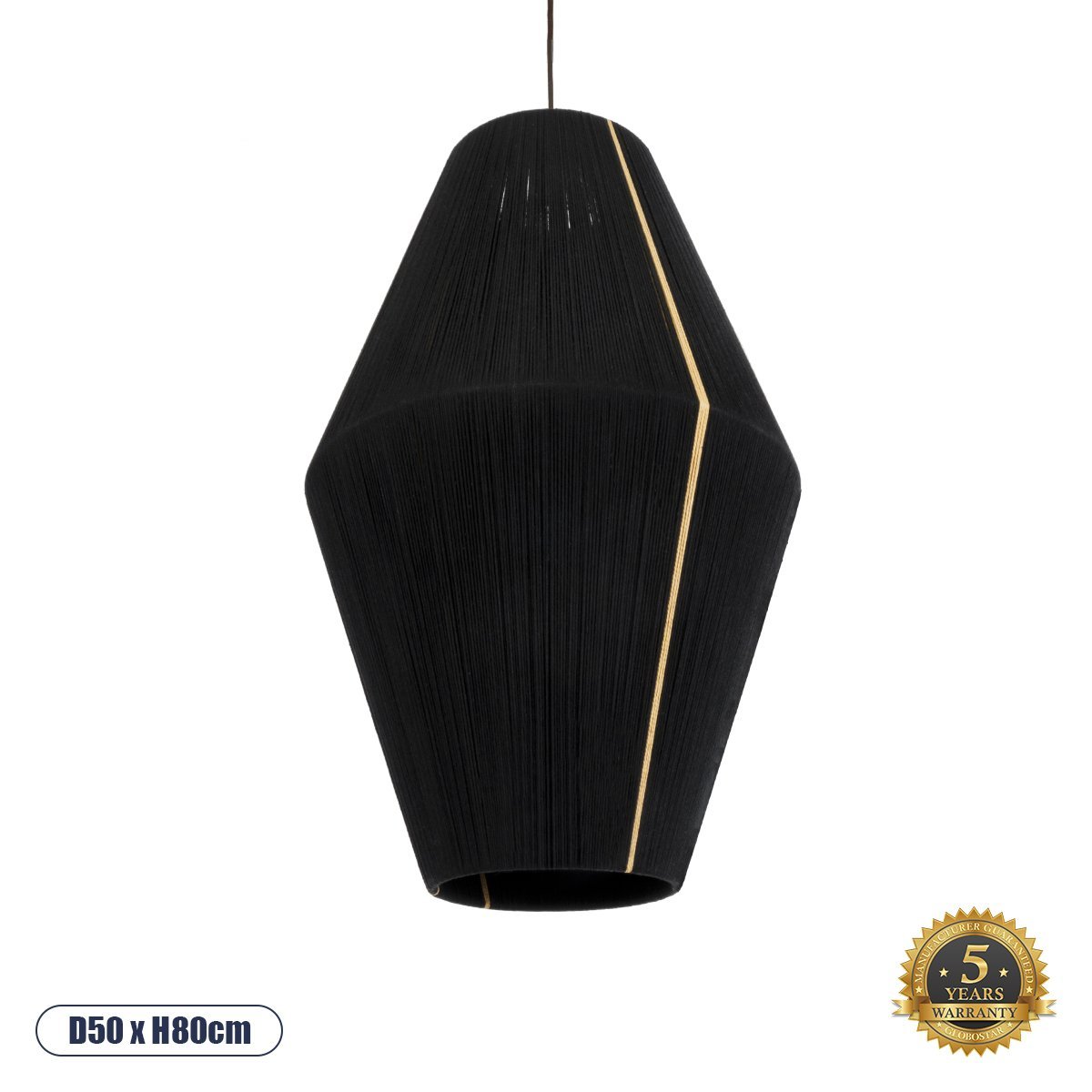 02078_0 GLOBOSTAR® SALERNO 02078 Boho Κρεμαστό Φωτιστικό Οροφής με Ντουί 1 x E27 AC 220-240V IP20 - Μαύρο & Μπεζ - Μ50 x Π50 x Υ80cm - Image 1