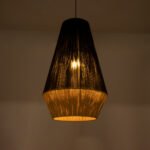 GLOBOSTAR® SALERNO 02080 Boho Κρεμαστό Φωτιστικό Οροφής με Ντουί 1 x E27 AC 220-240V IP20 - Μαύρο & Μπεζ - Μ50 x Π50 x Υ80cm - Image 3