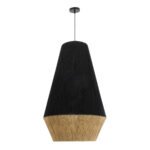 GLOBOSTAR® SALERNO 02080 Boho Κρεμαστό Φωτιστικό Οροφής με Ντουί 1 x E27 AC 220-240V IP20 - Μαύρο & Μπεζ - Μ50 x Π50 x Υ80cm - Image 4