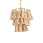 GLOBOSTAR® MISSOULA 02084 Boho Κρεμαστό Φωτιστικό Οροφής με Ντουί 1 x E27 AC 220-240V IP20 - Μπεζ & Χρυσό - Μ30 x Π30 x Υ40cm - Image 2