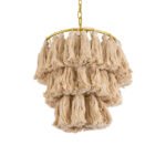 GLOBOSTAR® MISSOULA 02084 Boho Κρεμαστό Φωτιστικό Οροφής με Ντουί 1 x E27 AC 220-240V IP20 - Μπεζ & Χρυσό - Μ30 x Π30 x Υ40cm - Image 6