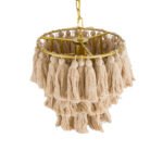 GLOBOSTAR® MISSOULA 02084 Boho Κρεμαστό Φωτιστικό Οροφής με Ντουί 1 x E27 AC 220-240V IP20 - Μπεζ & Χρυσό - Μ30 x Π30 x Υ40cm - Image 7