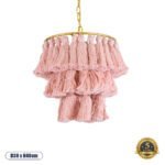 GLOBOSTAR® MISSOULA 02086 Boho Κρεμαστό Φωτιστικό Οροφής με Ντουί 1 x E27 AC 220-240V IP20 - Ροζ & Χρυσό - Μ30 x Π30 x Υ40cm