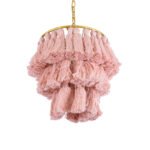 GLOBOSTAR® MISSOULA 02086 Boho Κρεμαστό Φωτιστικό Οροφής με Ντουί 1 x E27 AC 220-240V IP20 - Ροζ & Χρυσό - Μ30 x Π30 x Υ40cm - Image 6