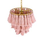 GLOBOSTAR® MISSOULA 02086 Boho Κρεμαστό Φωτιστικό Οροφής με Ντουί 1 x E27 AC 220-240V IP20 - Ροζ & Χρυσό - Μ30 x Π30 x Υ40cm - Image 7