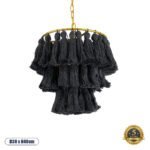 GLOBOSTAR® MISSOULA 02087 Boho Κρεμαστό Φωτιστικό Οροφής με Ντουί 1 x E27 AC 220-240V IP20 - Μαύρο & Χρυσό - Μ30 x Π30 x Υ40cm