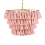 GLOBOSTAR® MISSOULA 02090 Boho Κρεμαστό Φωτιστικό Οροφής με Ντουί 1 x E27 AC 220-240V IP20 - Ροζ & Χρυσό - Μ60 x Π60 x Υ40cm - Image 5