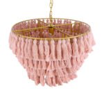 GLOBOSTAR® MISSOULA 02090 Boho Κρεμαστό Φωτιστικό Οροφής με Ντουί 1 x E27 AC 220-240V IP20 - Ροζ & Χρυσό - Μ60 x Π60 x Υ40cm - Image 7