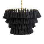 GLOBOSTAR® MISSOULA 02091 Boho Κρεμαστό Φωτιστικό Οροφής με Ντουί 1 x E27 AC 220-240V IP20 - Μαύρο & Χρυσό - Μ60 x Π60 x Υ40cm - Image 5