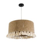 GLOBOSTAR® PUERTORICO 02094 Boho Κρεμαστό Φωτιστικό Οροφής με Ντουί 1 x E27 AC 220-240V IP20 - Μπεζ & Λευκό - Μ50 x Π50 x Υ27cm - Image 4