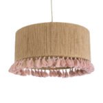 GLOBOSTAR® PUERTORICO 02096 Boho Κρεμαστό Φωτιστικό Οροφής με Ντουί 1 x E27 AC 220-240V IP20 - Μπεζ & Ροζ - Μ50 x Π50 x Υ27cm - Image 2