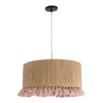 GLOBOSTAR® PUERTORICO 02096 Boho Κρεμαστό Φωτιστικό Οροφής με Ντουί 1 x E27 AC 220-240V IP20 - Μπεζ & Ροζ - Μ50 x Π50 x Υ27cm - Image 4