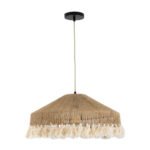 GLOBOSTAR® PUERTORICO 02098 Boho Κρεμαστό Φωτιστικό Οροφής με Ντουί 1 x E27 AC 220-240V IP20 - Μπεζ & Λευκό - Μ50 x Π50 x Υ25cm - Image 4