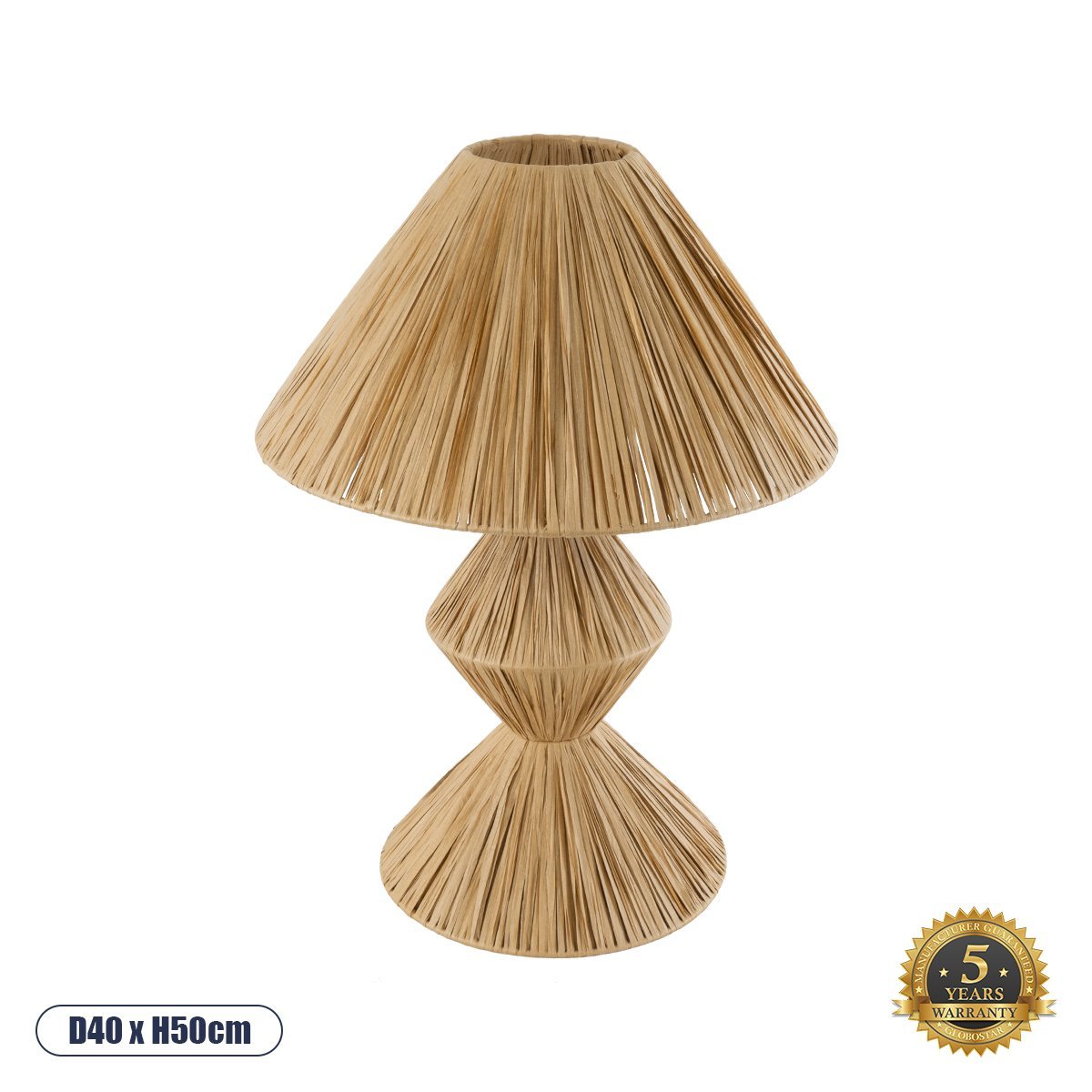 02107_0 GLOBOSTAR® LUANA 02107 Boho Επιτραπέζιο Φωτιστικό Πορτατίφ με Ντουί 1 x E27 AC 220-240V IP20 - Μπεζ - Μ40 x Π40 x Υ50cm - Image 1