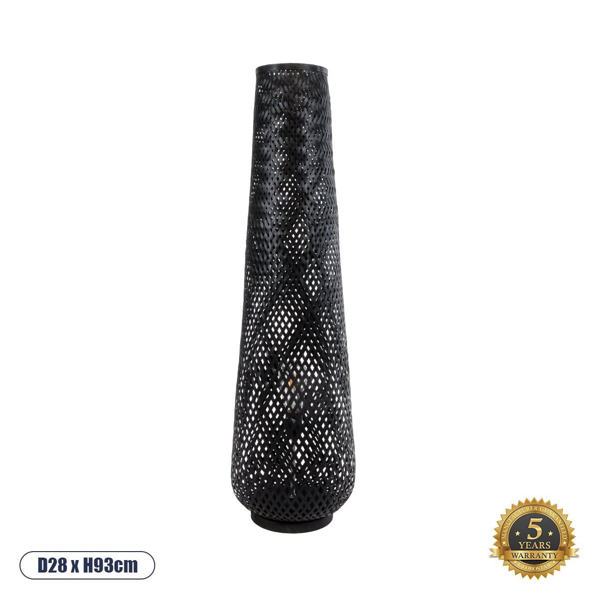 02110_0 GLOBOSTAR® MAMIZU 02110 Boho Επιδαπέδιο Φωτιστικό με Ντουί 1 x E27 AC 220-240V IP20 - Μαύρο - Μ28 x Π28 x Υ93cm - Image 1