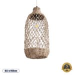GLOBOSTAR® ECUADOR 02116 Boho Κρεμαστό Φωτιστικό Οροφής με Ντουί 1 x E27 AC 220-240V IP20 - Μπεζ - Μ23 x Π23 x Υ50cm