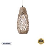 GLOBOSTAR® ECUADOR 02119 Boho Κρεμαστό Φωτιστικό Οροφής με Ντουί 1 x E27 AC 220-240V IP20 - Μπεζ - Μ15 x Π15 x Υ35cm