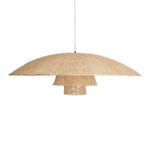 GLOBOSTAR® ZORA 02140 Boho Κρεμαστό Φωτιστικό Οροφής με Ντουί 1 x E27 AC 220-240V IP20 - Μπεζ - Μ120 x Π120 x Υ40cm - Image 5