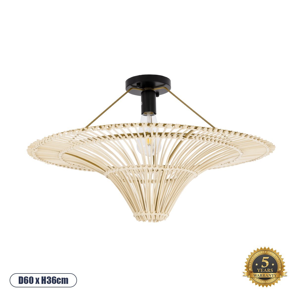 02152_0 GLOBOSTAR® PALERMO 02152 Boho Κρεμαστό Φωτιστικό Οροφής με Ντουί 1 x E27 AC 220-240V IP20 - Μπεζ - Μ60 x Π60 x Υ36cm - Image 1