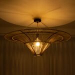 GLOBOSTAR® PALERMO 02153 Boho Φωτιστικό Οροφής με Ντουί 1 x E27 AC 220-240V IP20 - Μπεζ - Μ100 x Π100 x Υ55cm - Image 3