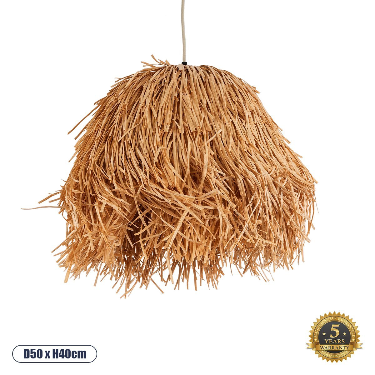 02154_0 GLOBOSTAR® GUADELOUPE 02154 Boho Κρεμαστό Φωτιστικό Οροφής με Ντουί 1 x E27 AC 220-240V IP20 - Μπεζ - Μ50 x Π50 x Υ40cm - Image 1