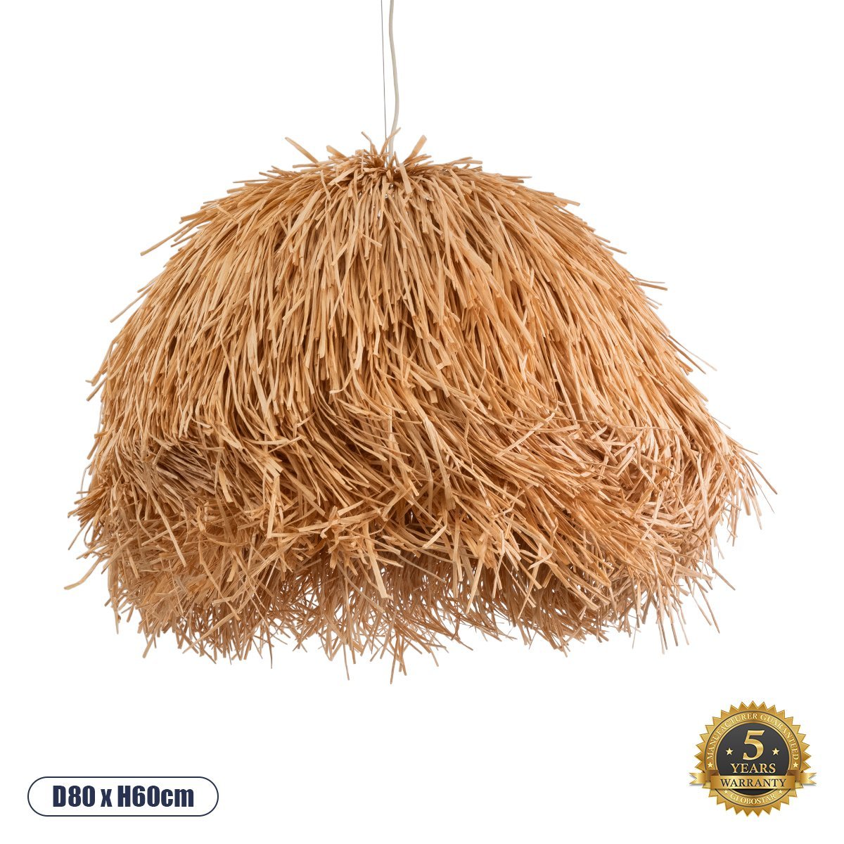 02155_00 GLOBOSTAR® GUADELOUPE 02155 Boho Κρεμαστό Φωτιστικό Οροφής με Ντουί 1 x E27 AC 220-240V IP20 - Καφέ - Μ80 x Π80 x Υ60cm - Image 1