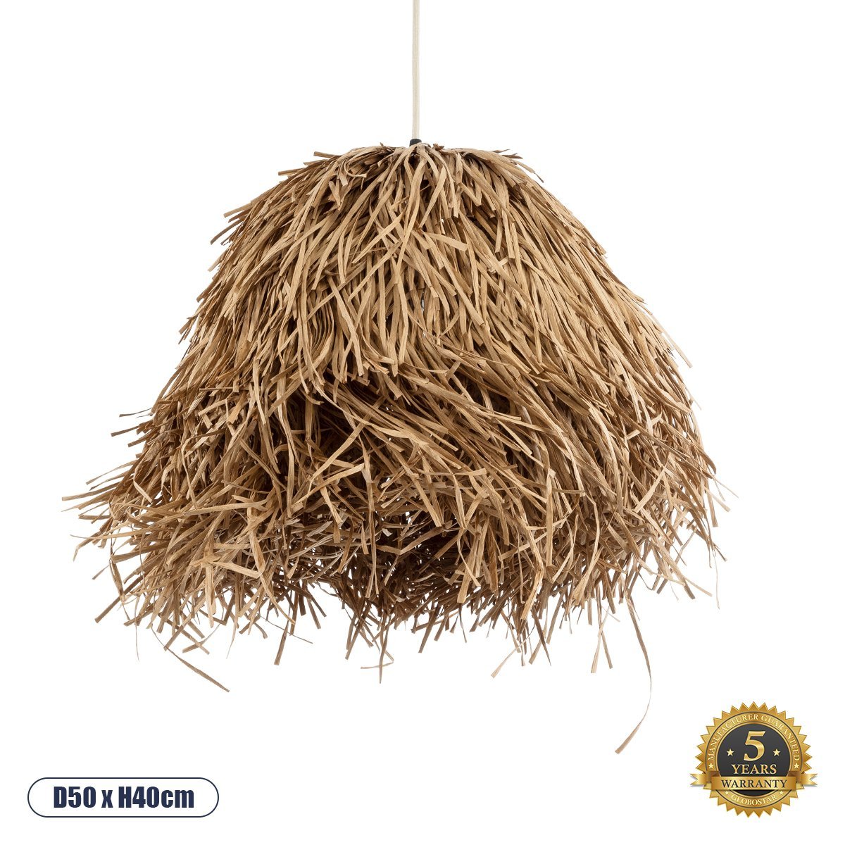 02157_0 GLOBOSTAR® GUADELOUPE 02157 Boho Κρεμαστό Φωτιστικό Οροφής με Ντουί 1 x E27 AC 220-240V IP20 - Μπεζ - Μ50 x Π50 x Υ40cm - Image 1