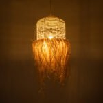 GLOBOSTAR® BASSETERRE 02162 Boho Κρεμαστό Φωτιστικό Οροφής με Ντουί 1 x E27 AC 220-240V IP20 - Μπεζ - Μ35 x Π35 x Υ60cm - Image 3