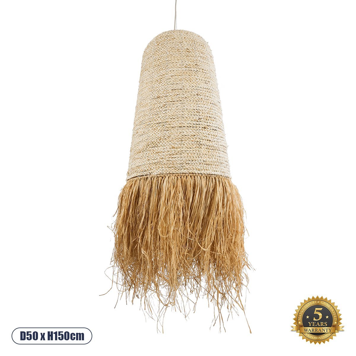 02171_0 GLOBOSTAR® LETA 02171 Boho Κρεμαστό Φωτιστικό Οροφής με Ντουί 1 x E27 AC 220-240V IP20 - Μπεζ - Μ50 x Π50 x Υ150cm - Image 1