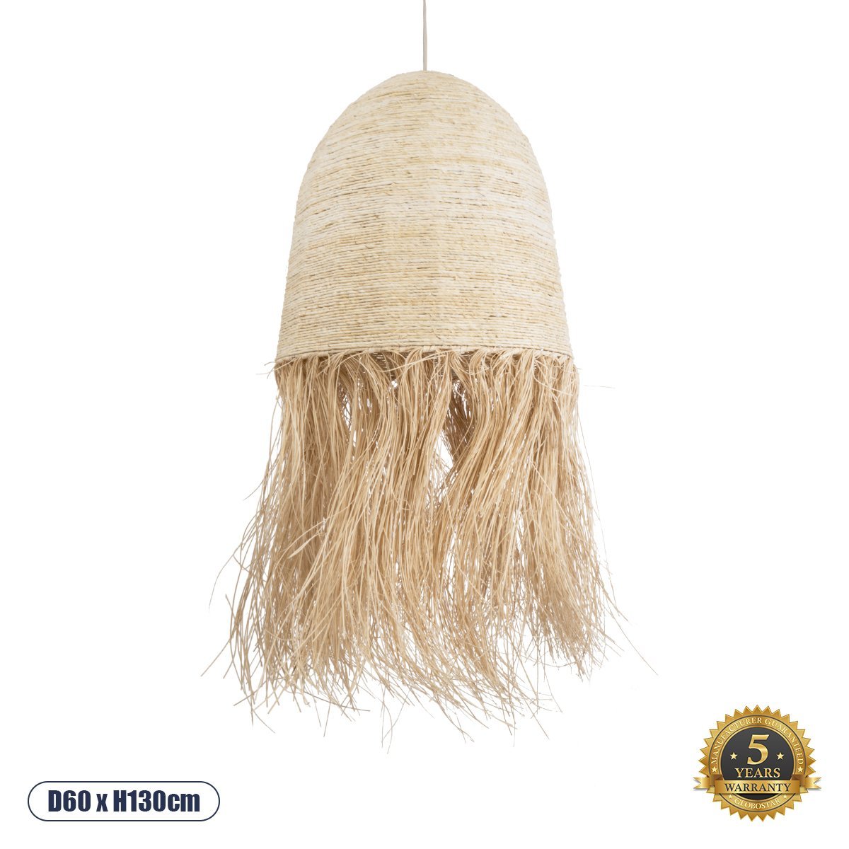 02179_0 GLOBOSTAR® AREMBEPE 02179 Boho Κρεμαστό Φωτιστικό Οροφής με Ντουί 1 x E27 AC 220-240V IP20 - Μπεζ - Μ60 x Π60 x Υ130cm - Image 1