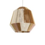 GLOBOSTAR® SALERNO 02187 Boho Κρεμαστό Φωτιστικό Οροφής με Ντουί 1 x E27 AC 220-240V IP20 - Μπεζ & Καφέ - Μ50 x Π50 x Υ50cm - Image 2